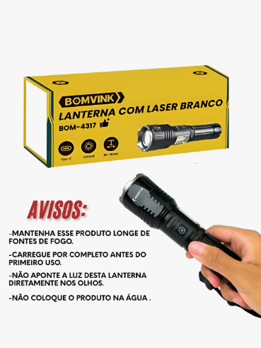Lanterna Tática Recarregável USB-P90 BOM-4316 - Imagem 3