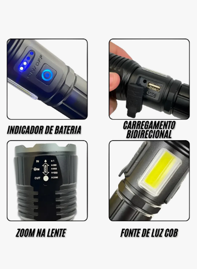 Lanterna Tática Recarregável USB-P90 BOM-4316 - Imagem 4