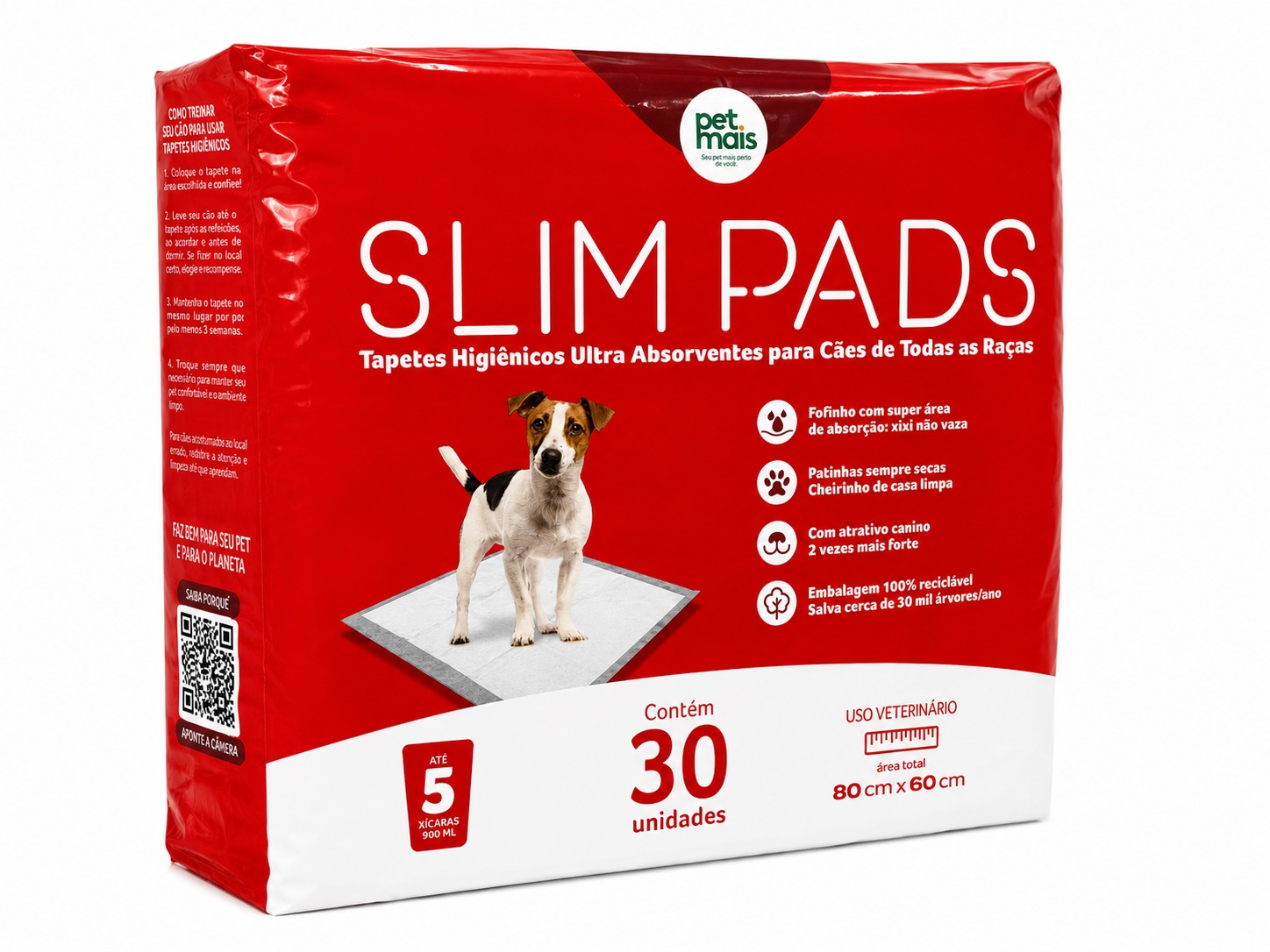 Tapete Higiênico Slim Pads Pet Mais 30 Unidades 80x60cm Ultra Absorvente para Cães - Imagem 2