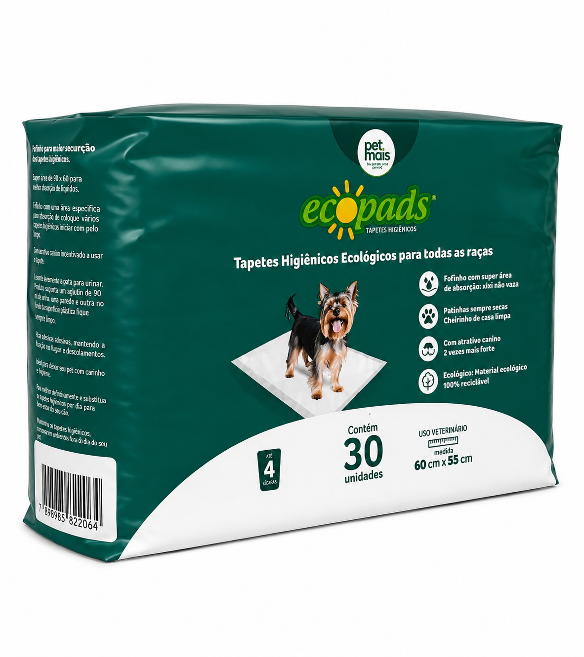 Tapete Higiênico Ecopads Pet Mais 30 Unidades 60x55cm Ecológico para Cães - Imagem 2