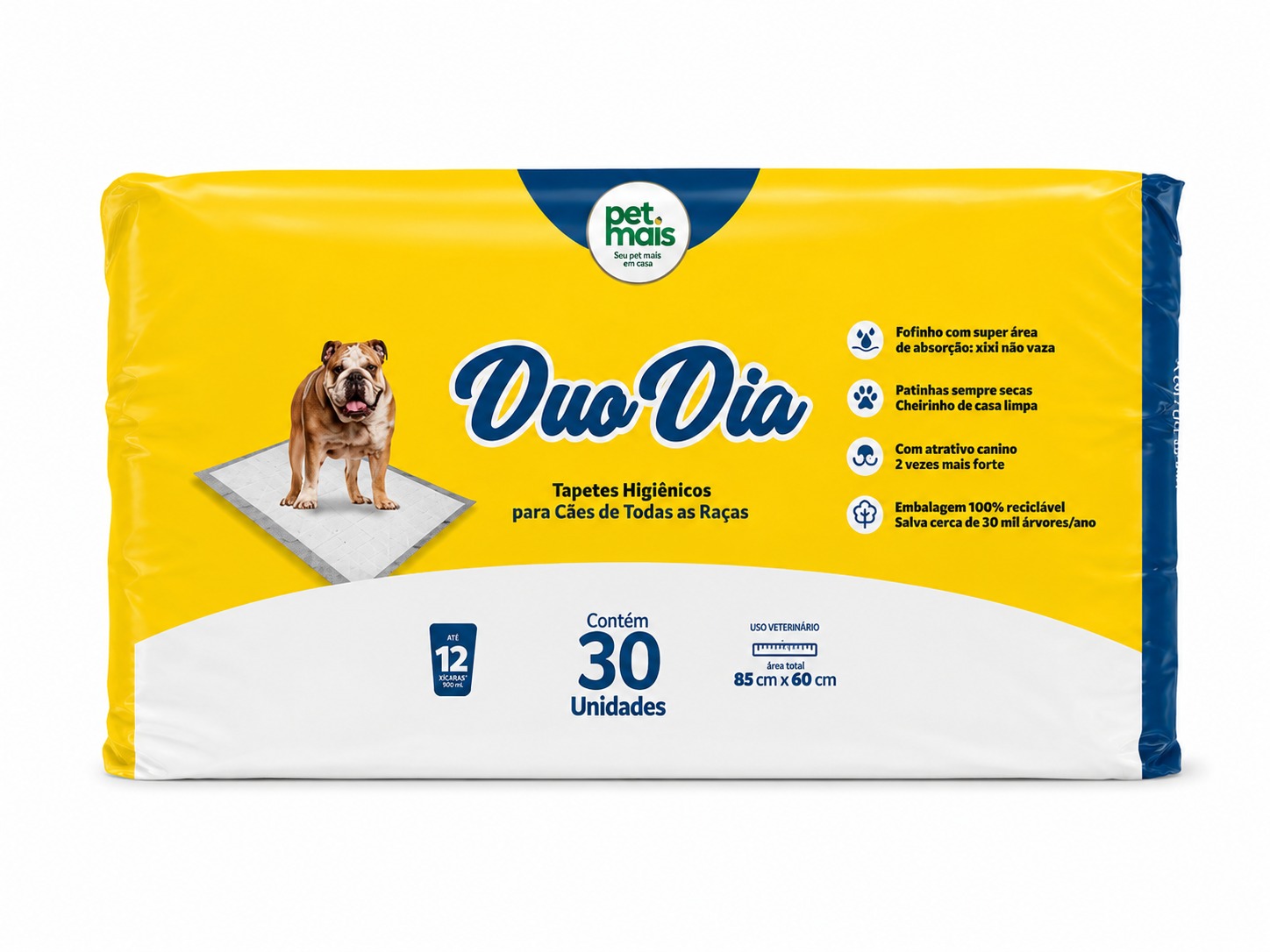 Tapete Higiênico Duo Dia Pet Mais 30 Unidades 85x60cm Ultra Absorvente para Cães - Imagem 2