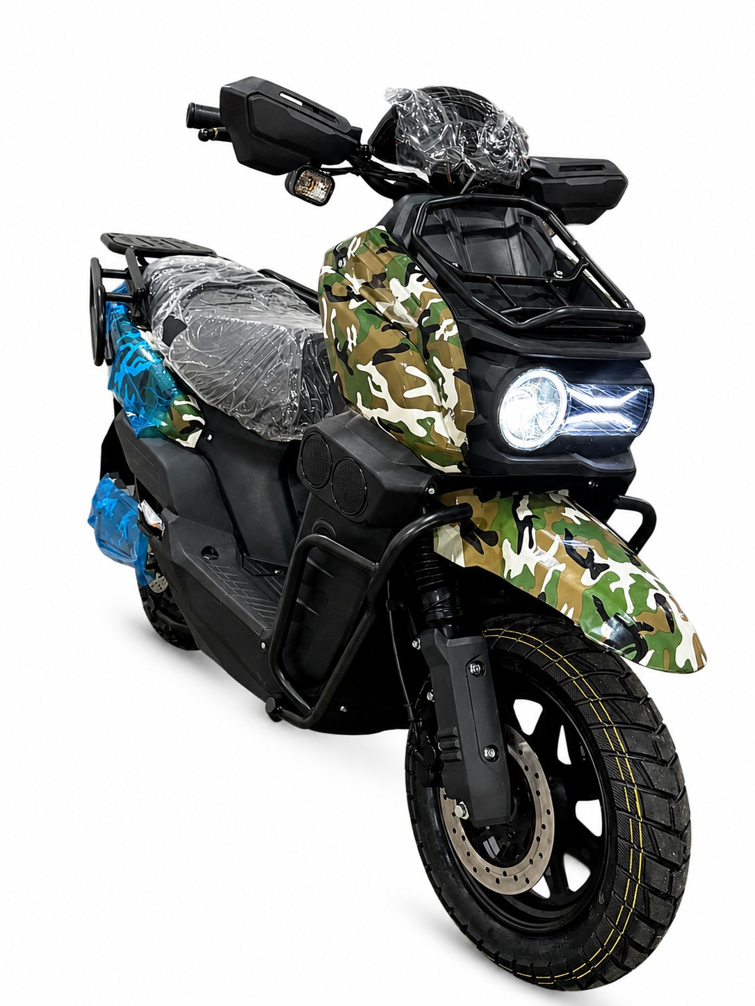 Moto Elétrica Scooter Camuflada com Bagageiro e Farol LED – Mobilidade Urbana com Estilo - Imagem 2