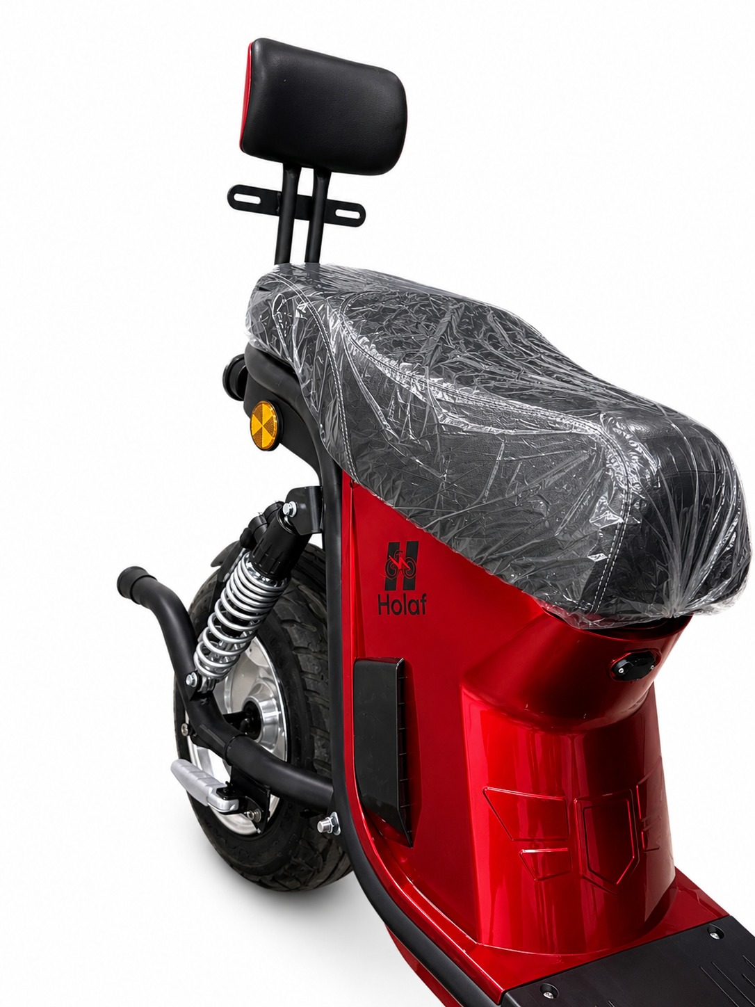 Scooter Elétrica Vermelha Retrô com Encosto, Painel Digital e Motor Elétrico – Estilo e Economia - Imagem 3