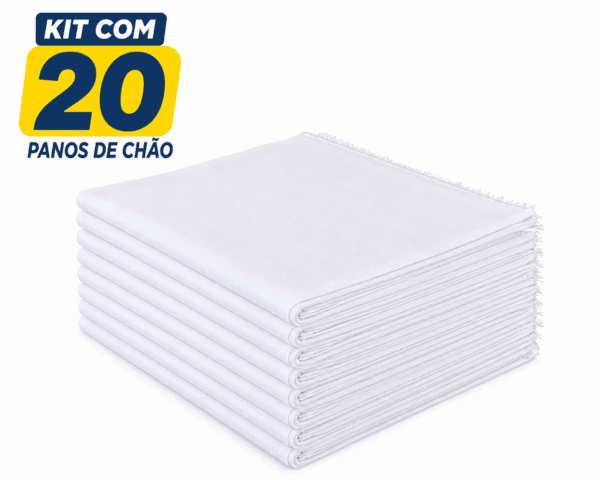 Pano de Chão Branco Alvejado Kit c/ 20 47x70cm