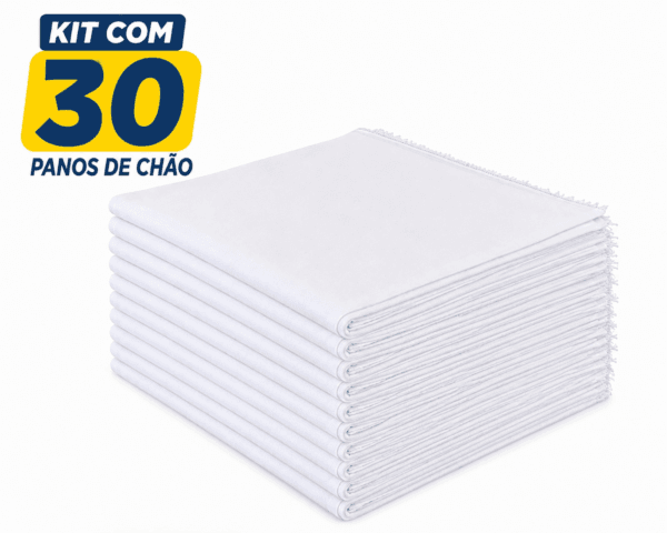 Pano de Chão Branco Alvejado Kit c/ 30 47x70cm