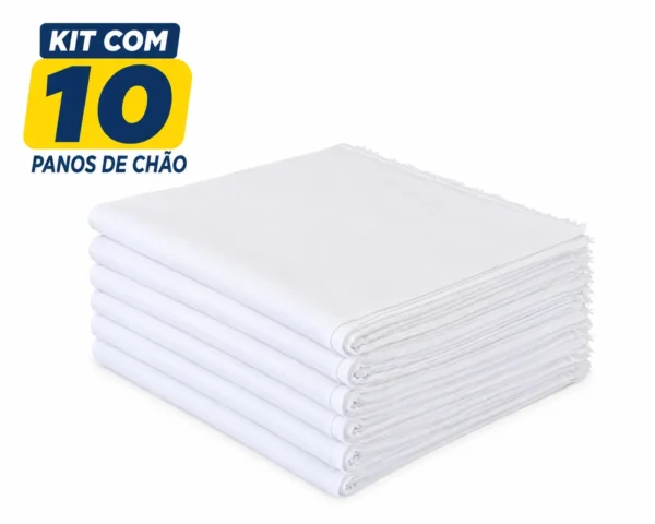 Pano de Chão Branco Alvejado Kit c/ 10 47x70cm