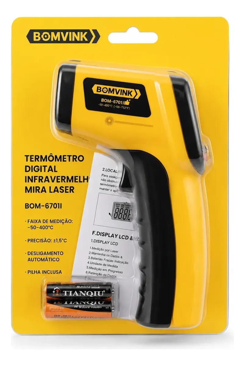 TERMOMETRO DIGITAL INFRAVERMELHO MIRA LASER BOMVINK