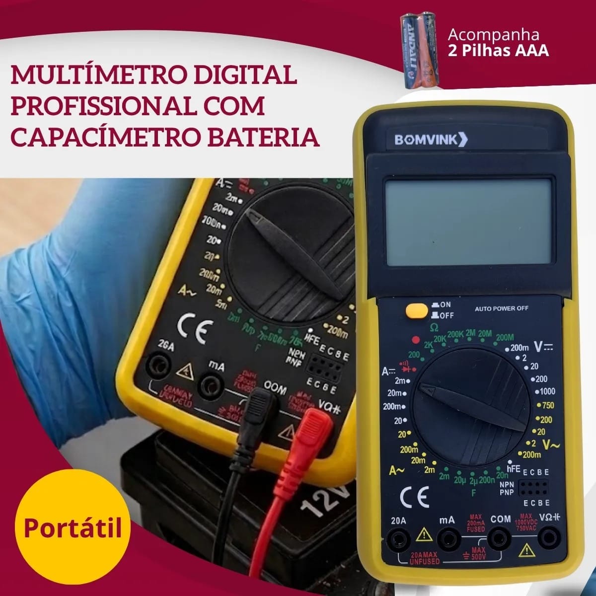 MULTÍMETRO DIGITAL BOMVINK - Imagem 3
