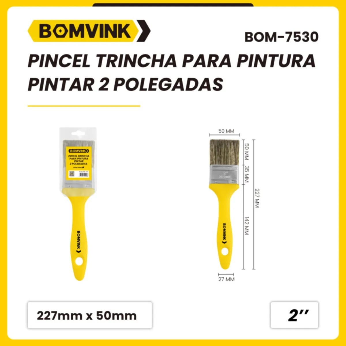 PINCEL TRINCHA PARA PINTURA 2. POLEGADAS BOMVINK - Imagem 3
