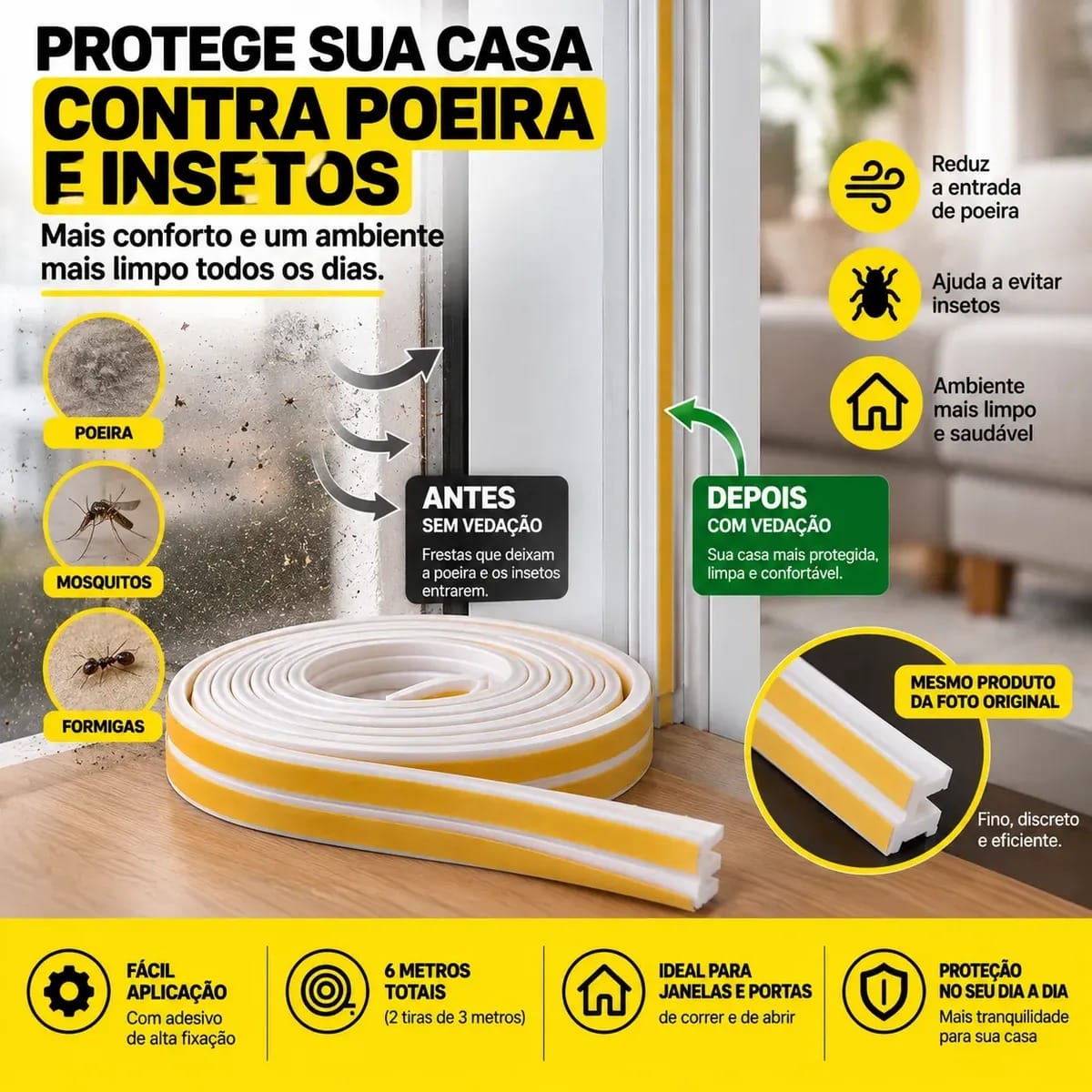 VEDAÇÃO PARA PORTAS E JANELAS PERFIL E – 6 METROS BOMVINK - Imagem 4