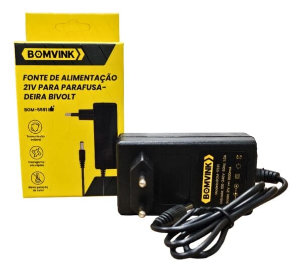 FONTE DE ALIMENTAÇÃO 21V PARA PARAFUSADEIRA BIVOLT BOMVINK