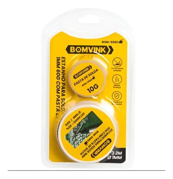 ESTANHO PARA SOLDA 1MM 50G COM PASTA DE SOLDA BOMVINK