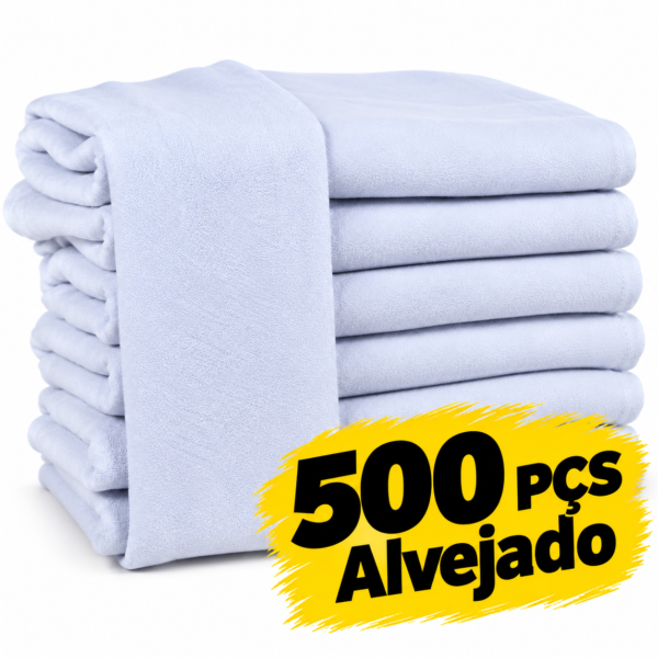 Pano De Prato Alvejado Branco liso kit C/500Pçs 41cm x 66cm Atacado